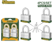 Набор замков стальных навесных под один ключ 4 шт, 50 мм, с 3 ключами JDPDL454 Jadever