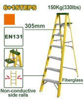 Scară din fibră de sticlă cu 7 trepte, dielectrică, 1,98 m, 150 kg, JDLD1917 Jadever
