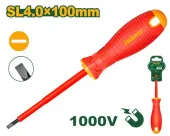 Отвертка изолированная для электротехнических работ 1000V Плоская (-) SL4.0; 100 мм JDSD7244 Jadever
