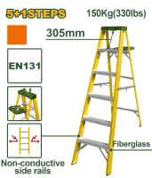 Scară din fibră de sticlă cu 6 trepte Jadever JDLD1916, dielectrică, 1,7 m, 150 kg