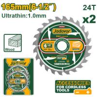 Set de lame de ferăstrău pentru lemn 165mm 24T 1 mm 2 bucăți JDTC3K16 Jadever