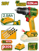 Компактная бесщеточная аккумуляторная ударная дрель 20V + 1 аккм  JDCDP5282 Jadever