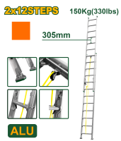 Scară extensibilă din aluminiu 2*12 trepte 6400 mm, capacitate portantă 150 kg JDLD8H24 Jadever