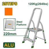 Алюминиевая бытовая лестница 2 ступени, с площадкой 0,34 м JDLD3H02 Jadever