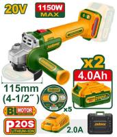 Polizor unghiular fără fir 20V 1150W D115mm + 2 baterii JDLAPB522 Jadever