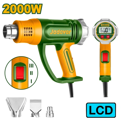 Фен строительный с  LCD-дисплеем 220-240V 50/60Hz 2000W 50/50 600/50-600'C 450/300/450L/min JDHG1530 Jadever