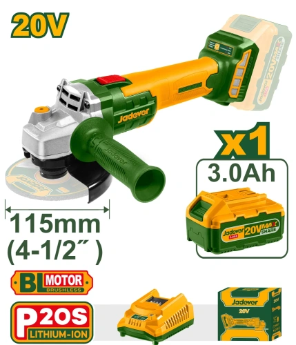 Углошлифовальная машина на аккумуляторе 20V 3Ah; Ø115 мм; 3000/9000 rpm JDLAPM21 Jadever