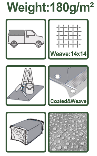 Copertină de protecție din polietilenă țesută (PE) 180 g/m² 6 m * 8 m JDTQ8068 Jadever