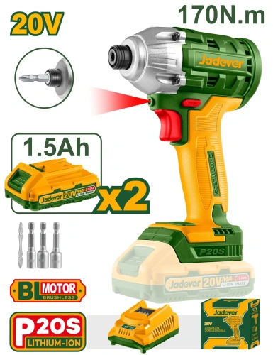 Гайковерт ударный беспроводной на аккумуляторе 20V 2300rpm 170Nm + 2 акк. JDCD2512 Jadever