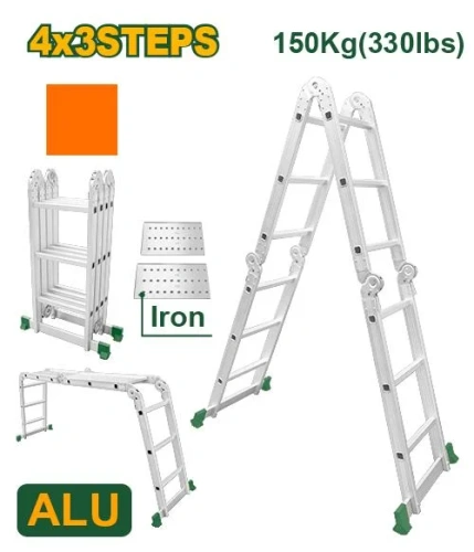 Scară multifuncțională din aluminiu 4 * 3 trepte; 3 m 150 kg JDLD7H43 Jadever
