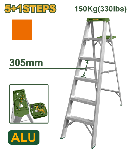 Scară din aluminiu cu 6 trepte Jadever JDLD4H06, capacitate de încărcare 150 kg