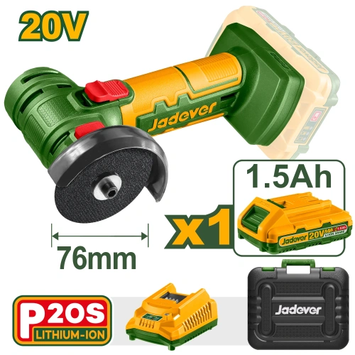 Мини УШМ (болгарка) беспроводная на аккумуляторе 20V 19500rpm D76mm M6+1 акк. JDLAP571 Jadever